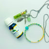 Amrita Court's Emerald Green Calcite diffusing Bundle -- Green Calcite diffusing necklace and murano diffusing bracelets and Purify Essential oil Blend.
